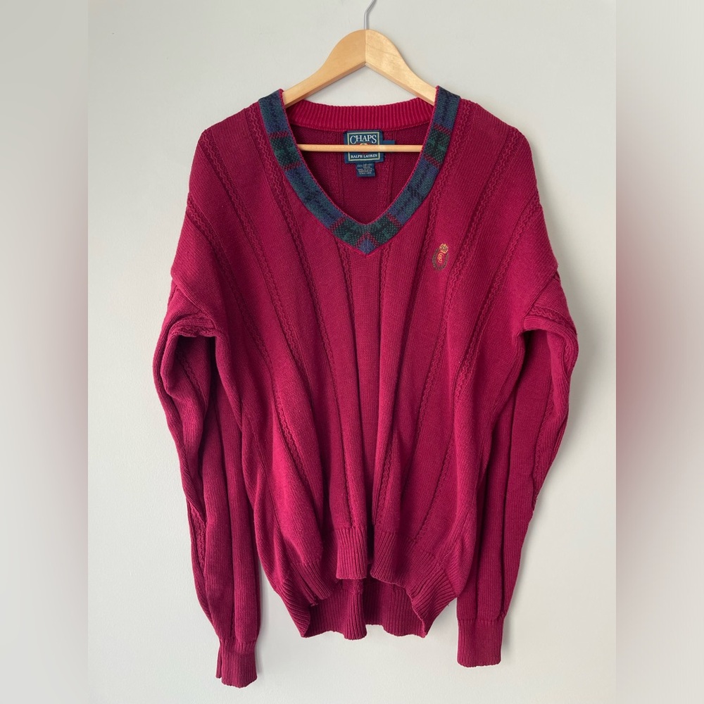 Vintage Ralph Lauren Red V-Neck Sweater